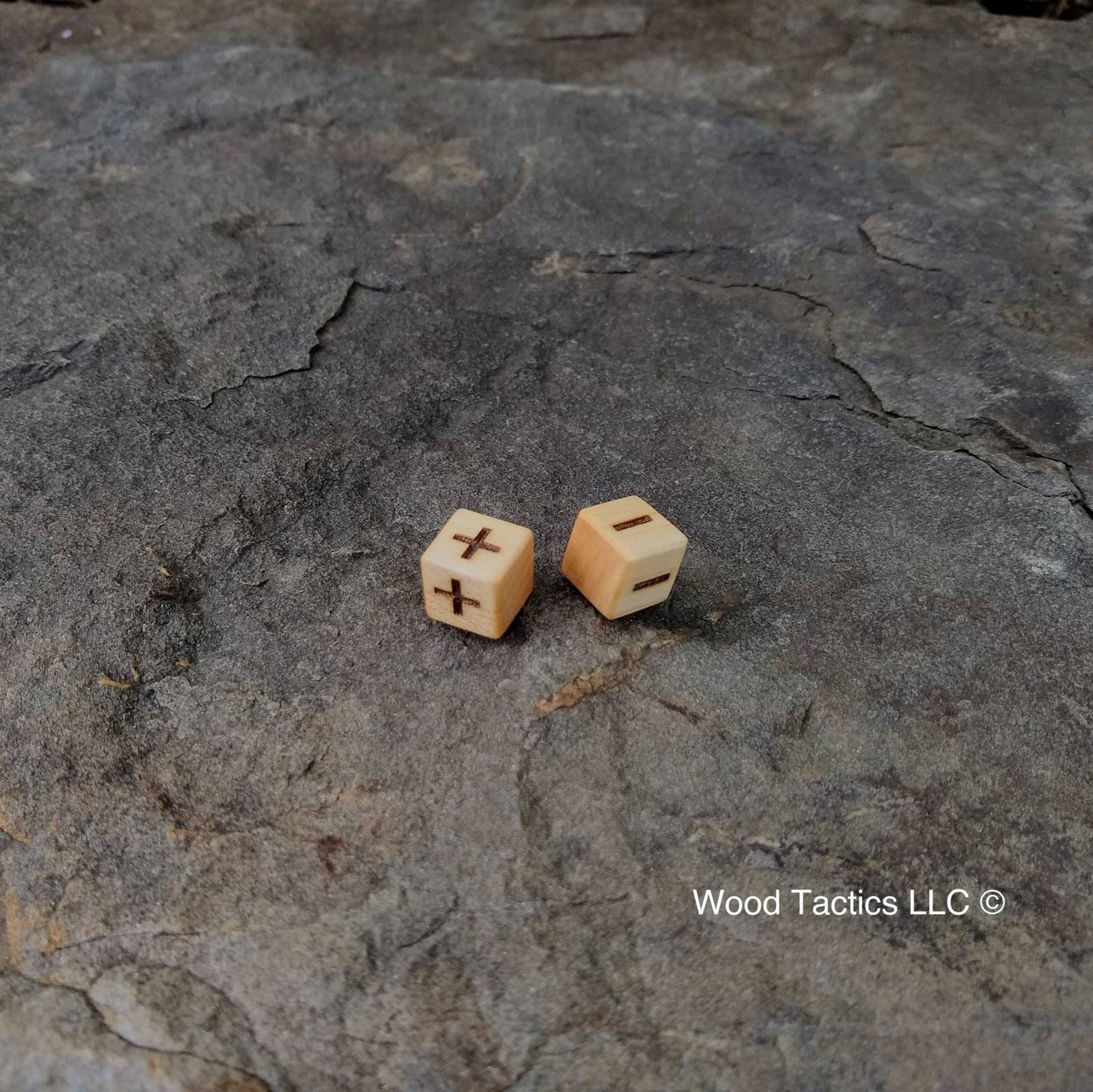 Sugar Maple Hardwood D6 12mm in size Dice with Fate Symbols.