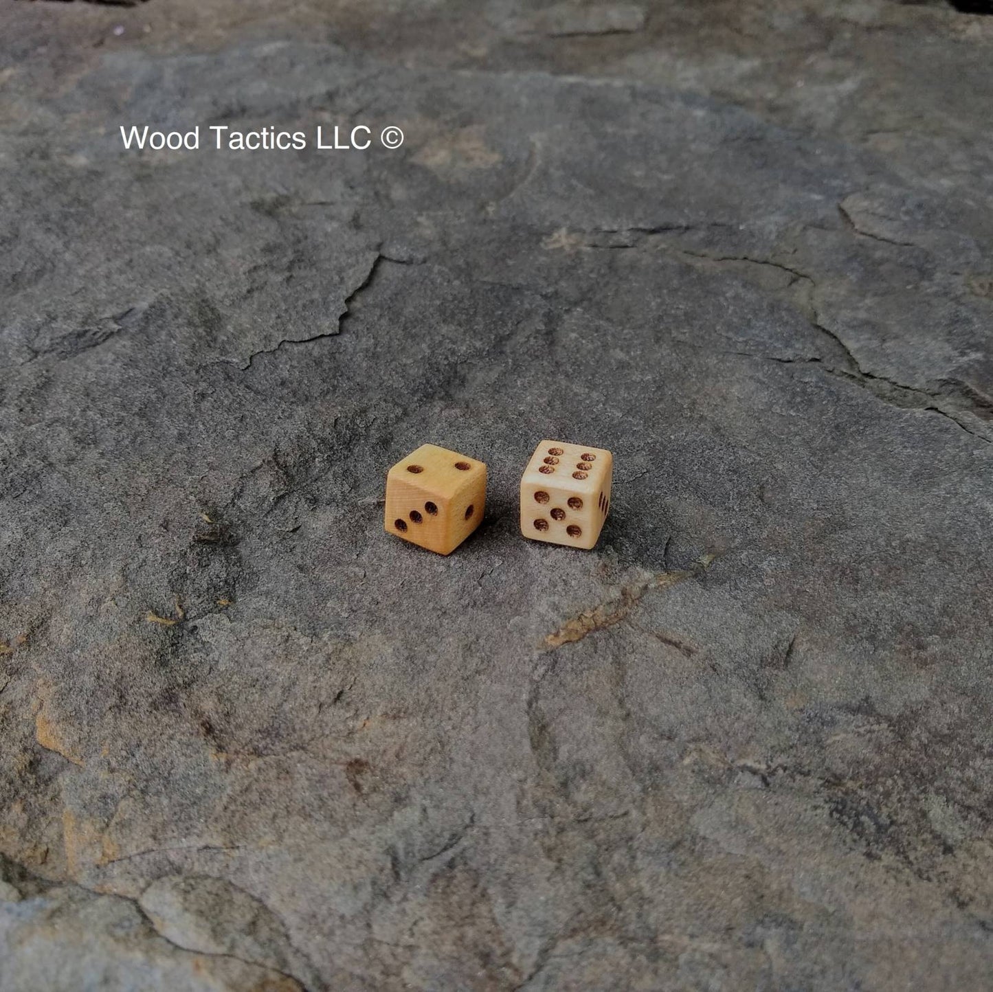 Sugar Maple Hardwood D6 12mm in size Dice with Pip Symbols.