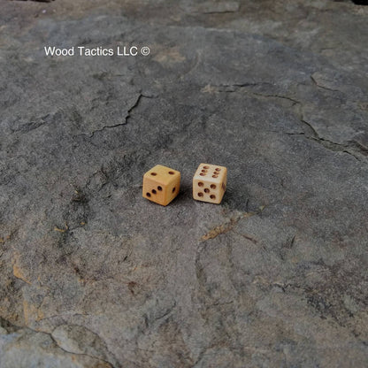 Sugar Maple Hardwood D6 12mm in size Dice with Pip Symbols.