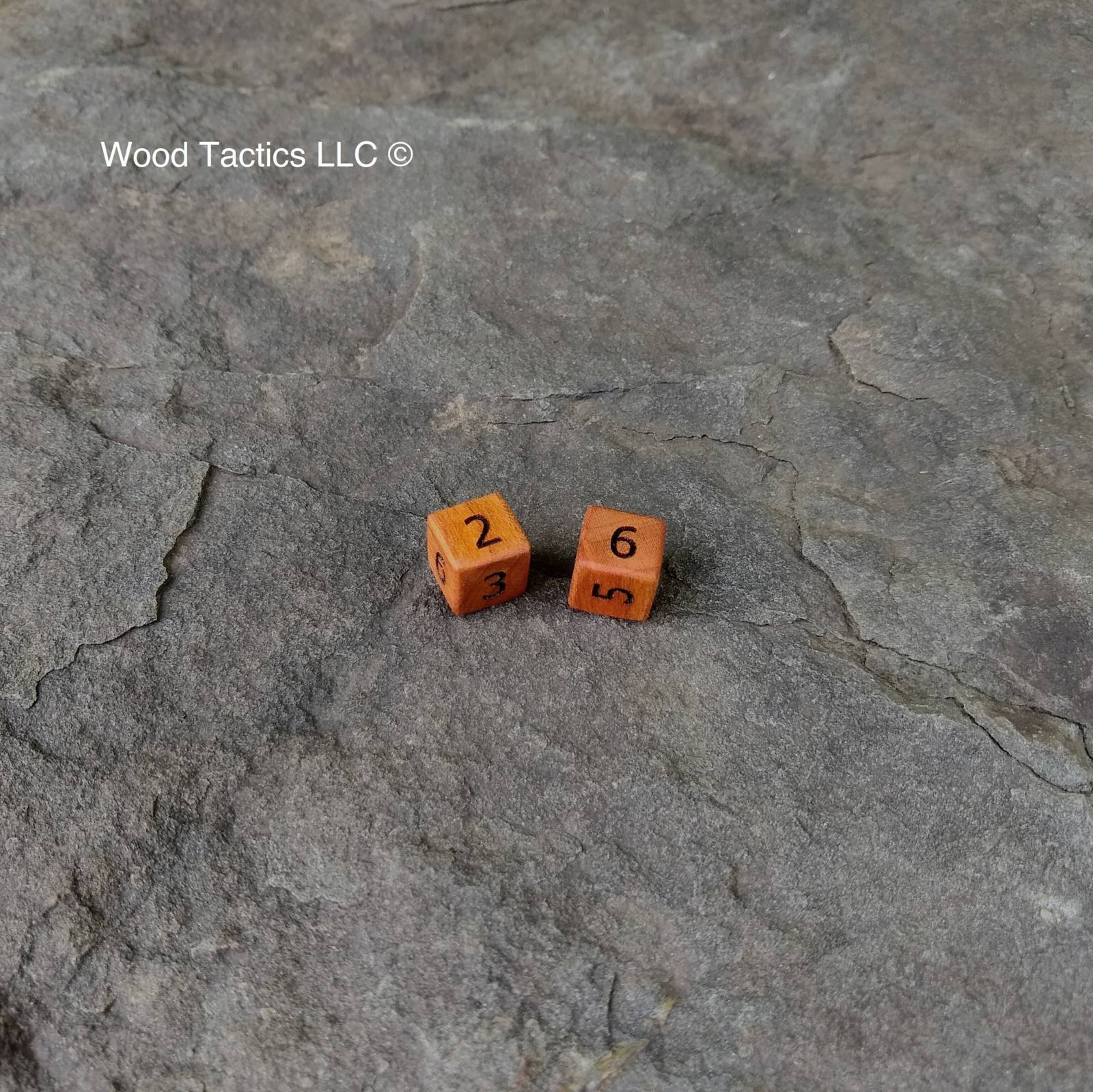 Cherry Hardwood D6 12mm in size Dice with Numbers.