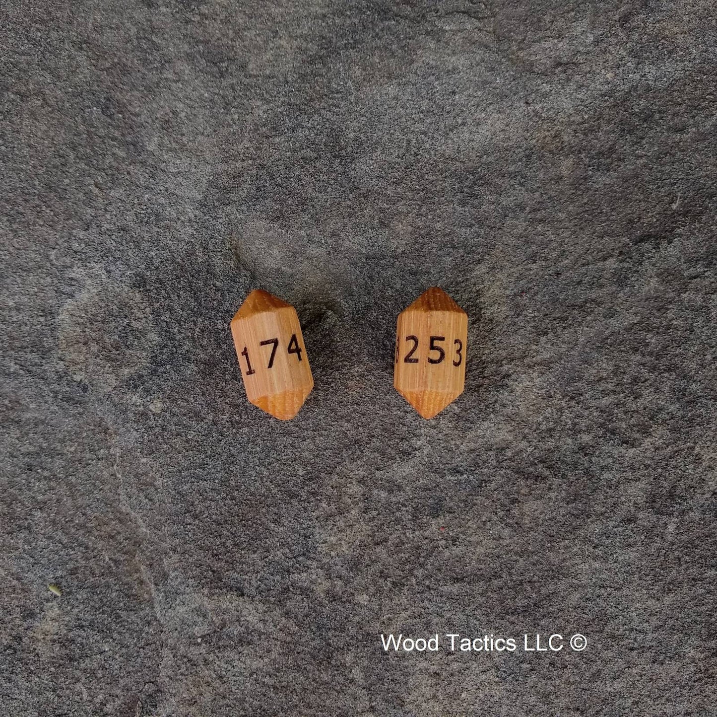 Hickory Hardwood Barrell D8 Dice with Number Symbols. 