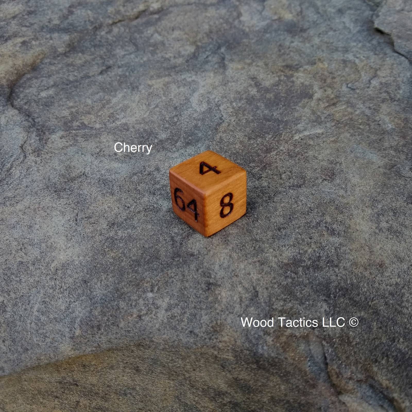 Cherry Hardwood D6 19mm in size Doubling Dice with numbers 2,4,8,16,32,64 for backgammon.