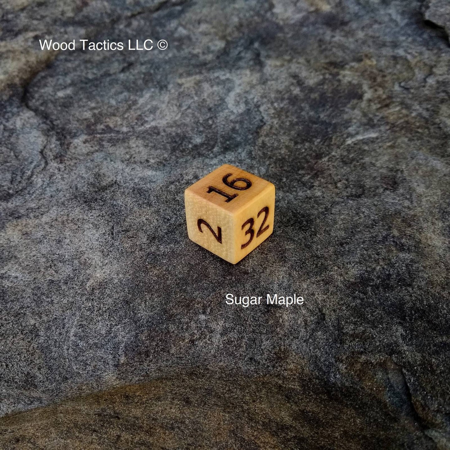 Maple Hardwood D6 19mm in size Doubling Dice with numbers 2,4,8,16,32,64 for backgammon.