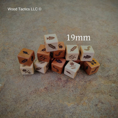 Wingspan Board Game dice made from various hardwoods for the original game and the Oceania expansion